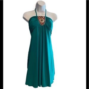 BCX  Dress with Embellished Front Ocean Green, Halter Top Summer Dress